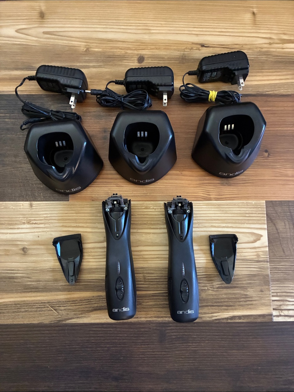 Andis Black Cordless Trimmer Handles with Charging Docks